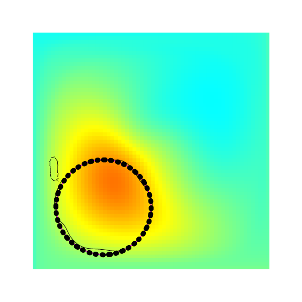 The Magenta circle is the exact solution