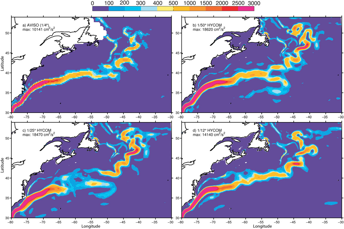 Mean surface kinetic energy from Chassignet & Xu, 2017, fig. 4