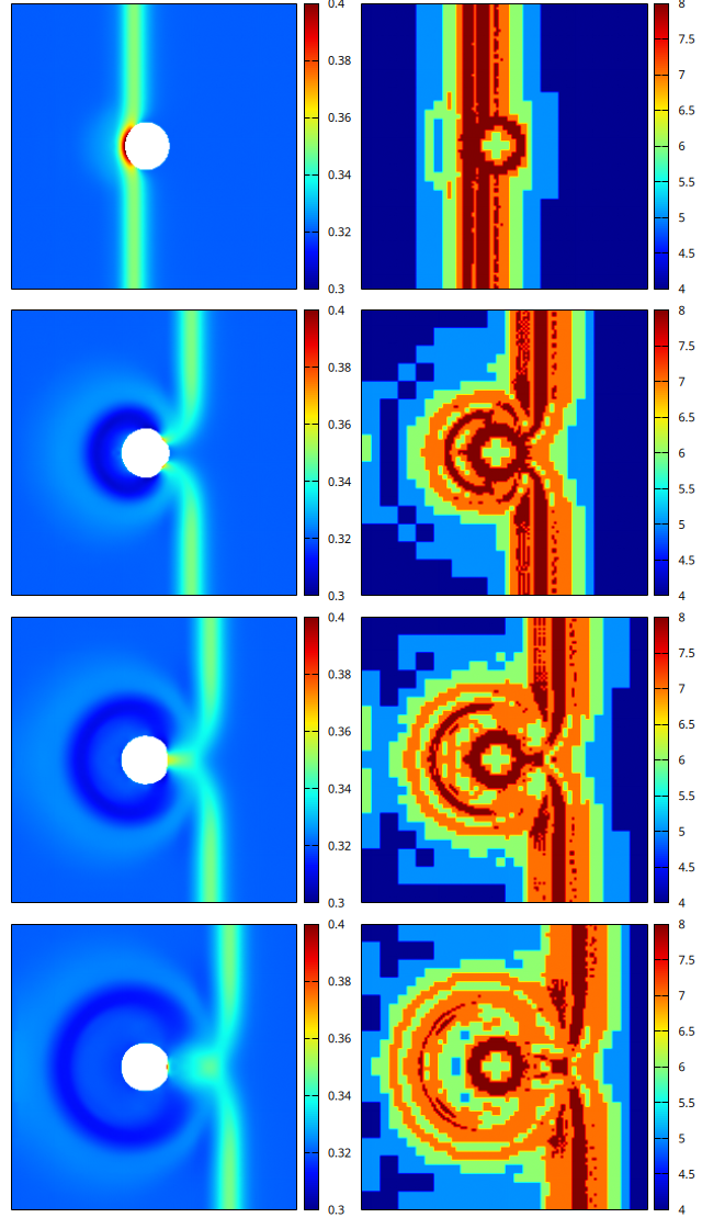 Evolution of free surface (left) and mesh (right) (script)
