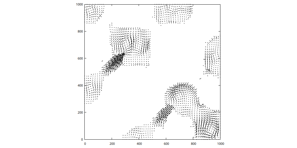 Velocity field at the end of the simulation. (script)